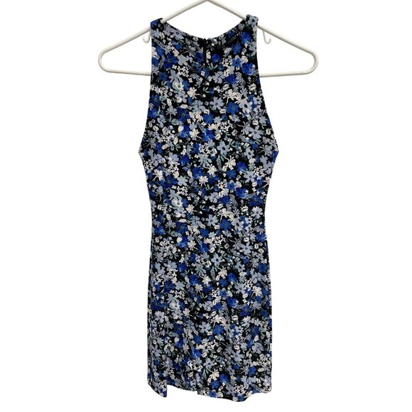 Zara Romper Size Small Floral Sleeveless Blue Black Bohemian Summer Resort NEW - Picture 1 of 13